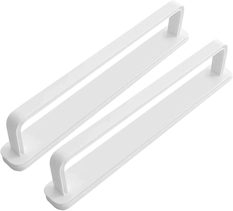2Pcs White Self Adhesive Wall Mounted Sliding Towel Rack Holder For Bathroom Kitchen - Image 1